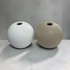 ACTUS SPHERE フラワーベース ホワイト ベージュ 2点セット