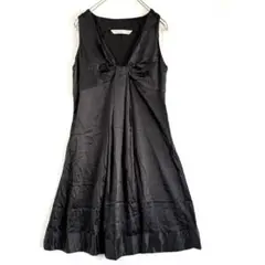【ZARA】ノースリーブ ワンピース ブラック 光沢 フロントギャザー Sのサムネイル