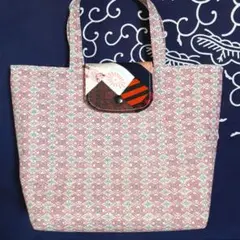 ハンドメイド　ハンドバッグ　トートバッグ　着物リメイク　パッチワーク×総柄②