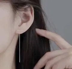 s925✩スティックロングチェーンピアス
