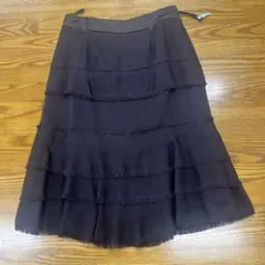 フレアスカート 茶色フリンジ仕上げのサムネイル