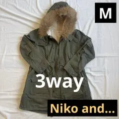 Niko and... ファー付きモッズコート カーキボアジャケットレディースM