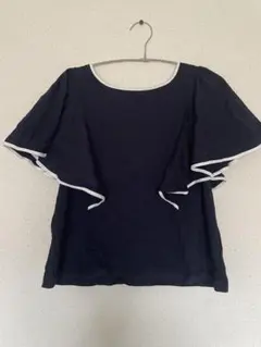 earth music & ecology ネイビー フリル袖 Tシャツ