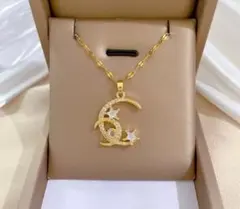 ゴールド ネックレス サージカルステンレス czダイヤ ムーンスター 【再入荷】