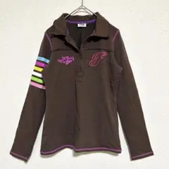 フィラゴルフ ポロシャツ ゴルフウェア レディース 長袖 刺繍 ブラウン L