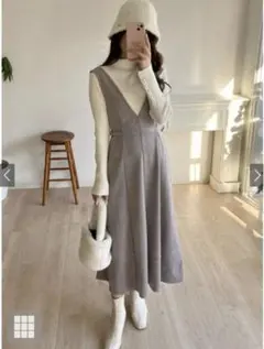 グレイル　サイドベルトスエードポンチフレアジャンパースカート　dk933a