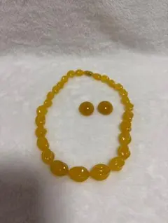 ネックレス&イヤリング　　昭和レトロ　べっこう色