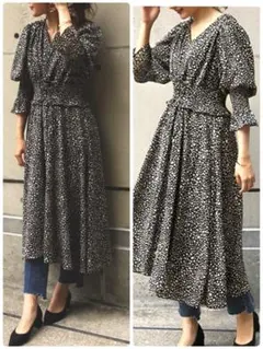 RANDA レオパードウエストシャーリング　ワンピース