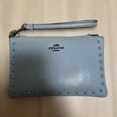 COACH スタッズ付きグレー ポーチ　リストレット