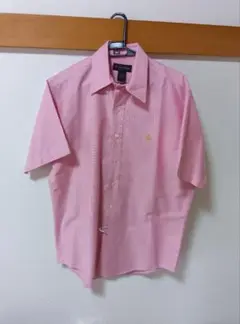 【美品】ブルックスブラザーズ　半袖シャツ　サイズ表記М(日本Ｌ)　ピンク無地