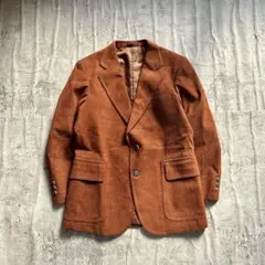 スエードテーラードジャケット オレンジブラウン ベルベット ベロア レトロ