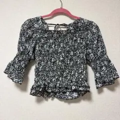 w closet 花柄スクエアネック半袖トップス