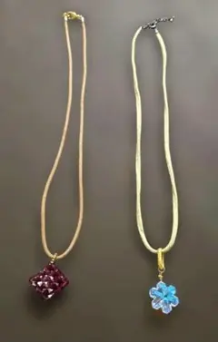 ハンドメイド 革ひもネックレス 2点セット