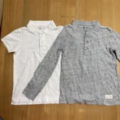 GAP 長袖シャツ グレー＆UNIQLO ホワイト ポロシャツ 110 2枚組