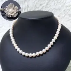 ●良品●　アコヤ　本真珠　パール　ネックレス　冠婚葬祭　Silver刻印　干渉色