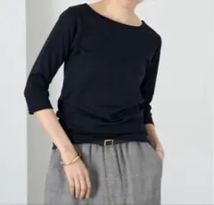 ATON IENA別注 SUVIN FRASE ボートネックTシャツ