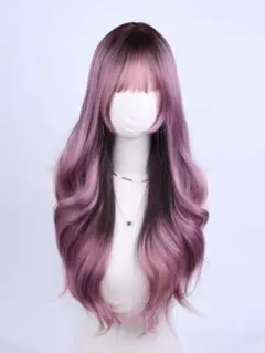 新品フルウィッグ　かつら　ロングウェーブ フルウィッグ ピンクグラデーションのサムネイル