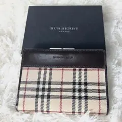 【美品】Burberry バーバリー 二つ折り財布 がま口 ノバチェック