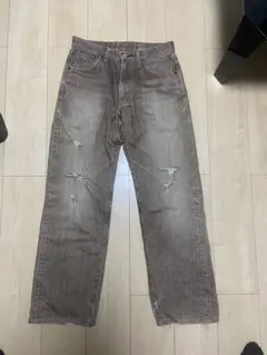 EDWINダメージ加工ブラウンストレートジーンズ