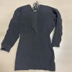 グレー ケーブル編み ニットワンピース フリーサイズ