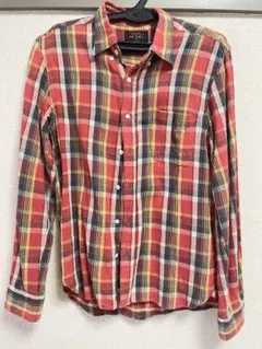 BEAMS 長袖シャツ Sサイズ レッド系チェック