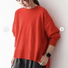 AMERICAN HOLIC 赤 バイパチサイドスリット　ニットプルオーバー