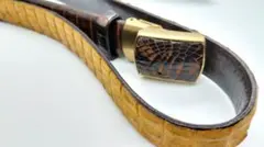 クロコダイルレザー ベルト ブラウン オレンジ