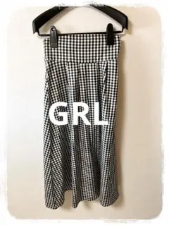 ☘️P1☘GRL ギンガムチェック柄バックレースアップフレアスカート L