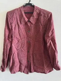 赤系パターン 長袖ブラウス