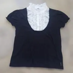コムサイズム　130　フリル付きＴシャツ　ブラック