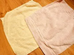 黄色とピンクのタオルハンカチ2枚 ୨୧