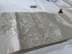 シルバー系 袋帯 花柄刺繍