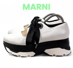 美品 マルニ 38 プラットフォーム スニーカー 厚底 リボン 白のサムネイル