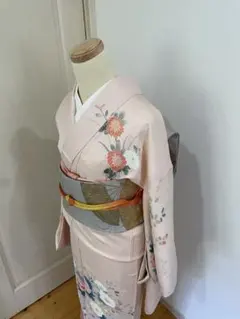 ピンク 花柄 正絹の訪問着セット