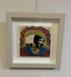 カレン・ホイプティング「ベビーパンダのバスタイム」版画 額装 美品