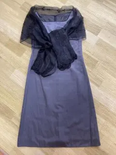 パーティーフォーマルワンピ　Calvin Klein 黒レースショールつき