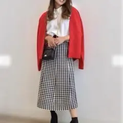 GU ギンガムチェックスカート　ニットスカート　Lサイズ