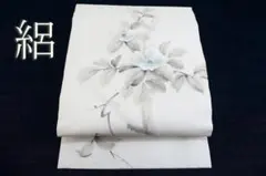 A5◇着物くつろぎ 夏物 露草の花 銀糸 薄青 六通 正絹 薄物 絽 紗 袋帯