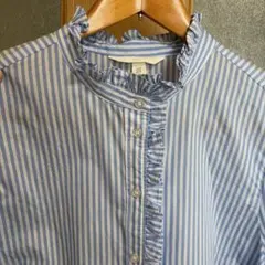 Ｈ＆Ｍ バンドカラー フリルブラウス サイズM