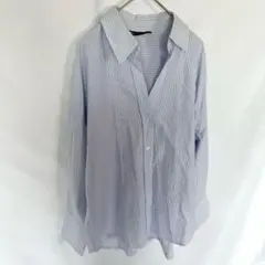 ZARA ストライプシャツ オーバーサイズ ブルー 羽織り ゆるシャツ