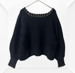 2525☆ snidel スナイデル　コルセットデザインニットプルオーバー　黒