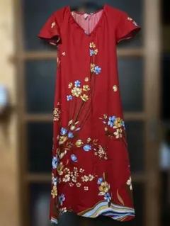 フラダンス用ドレス ムームー 赤 花柄