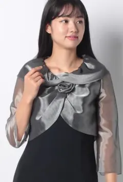 ◎ラフェスタ シック◎シャンブレーオーガンジー ボレロ シルバー 美品
