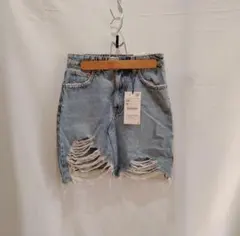 【新品】ZARA ダメージ加工 デニムスカートのサムネイル