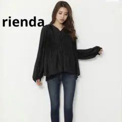 【rienda】シフォントップス 長袖 黒 フリーサイズ ブラック 透け感のサムネイル