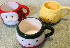 クリスマス用　カップ３客　サンタクロース・トナカイ・雪だるま