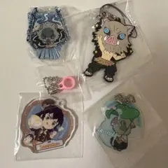 鬼滅の刃 嘴平伊之助 ストローチャーム アクリルキーホルダー 等 4点 セット