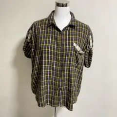 ラルフローレン デニム&サプライ フランネルシャツ　半袖　ビーズ　M レディース