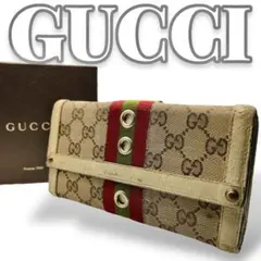GUCCI GGキャンバス シェリーライン 長財布 7727