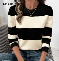 SHEIN マルチカラー ストライプセーター